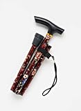 LIGHT FOLDING WALKING STICK 4 PCE. DARK RED FLORAL