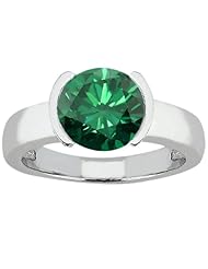 2.20 Ct Round Green SI1/SI2 Diamond 18K White Gold Ring