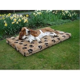 ExtraComfort Large Orthopaedic Memory Foam Dog Bed In Faux Fur/Pawprint 5cm (2 inches) Deep