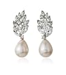 Kenneth Jay Lane - Crystal Leaf Pearl Drop Earring
