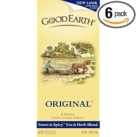 Good Earth Tea Original Tea Blend, 25-Count Boxes (Pack of 6)