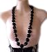 Luau Hawaiian Kukui Nut Lei Necklace Single or Double Choker Chunky Glossy Polished Black