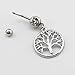 316L Surgical Steel 14G Clear Crystal Silver Color Tree of Life Dangle Navel Ring Belly Bar Button