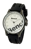 Bench gents three hand quartz analogue, silver dial, black strap watch