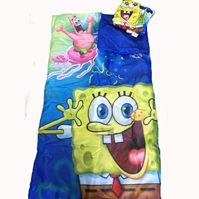 SpongeBob Sleeping Bag 3 Piece Set - Slumber Sack, Pillow, and Tote Bag