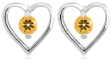 Sterling Silver Citrine Heart Earrings