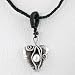 Heart Shaped Leaf Pendant with Pearl Gemstone Bead on a 16" Black Braided Choker Cord, #8815