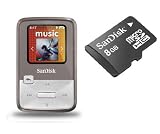 SanDisk 4 GB Sansa Clip Zip MP3 Player GREY with 8GB microSDHC Card (Total of 12GB Storage)