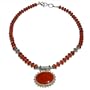Silver Carnelian Necklace Amulet 18.5 inches