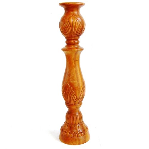 Best Cheap Handmade Wooden Candleholder With Natural Finish And Delicate Leaf Pattern