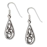 STERLING SILVER 7/8 CELTIC SCROLLED TEARDROP EARRINGS ON FRENCH WIRES