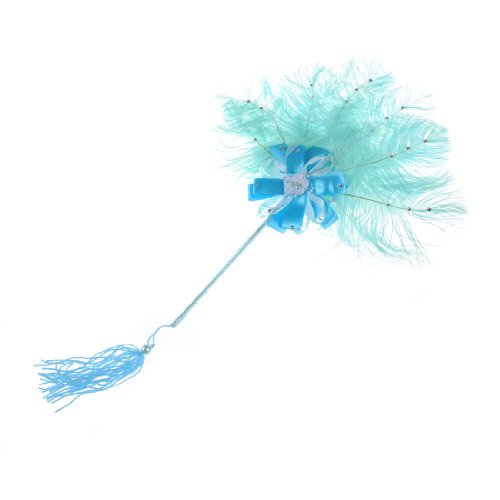 Artwedding Ostrich Feather Fan with Rhinestone and Ribbon,One Size