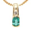 14K Yellow Gold Emerald and Diamond Pendant