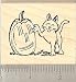 Scratch-o-lantern Cat Rubber Stamp - Wood Mounted