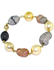 18kt Gold 10.14cts Pave Diamond Charm Beaded Bracelet Silver Fashion Jewelry
