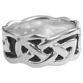 Solid Silver Celtic Oxidised Knot Ring Size N