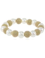 Anne Klein "Metal Lining" Pearl Stretch Bracelet, 2.5"