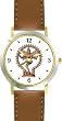 Hindu God Lord Shiva as Nataraja, Lord of Dance - WATCHBUDDY&reg; DELUXE TWO-TONE THEME WATCH - Arabic Numbers - Brown Leather Strap-Size-Large ( Men's Size or Jumbo Women's Size )