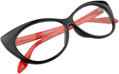 Clear Lens Women's Fashion Cat Eye Eyeglasses Frame Retro Style Black and Red