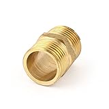 uxcell 　六角ニップルコネクター　六角ニップル　ブラス製　ゴールドトーン　20mm x 20mm