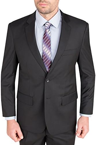 Fellini Uomo Mens 2 button Slim Fit Suit 38S Black