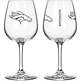 NFL Football Denver Broncos 12oz Game Day Wine Glass Set of 2 Glasses
