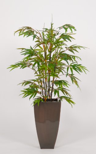 House of Silk Flowers Artificial Black Bamboo Floor Plant in Zinc 28