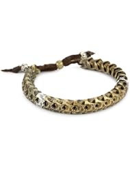 M.Cohen Handmade Designs Brass Snake Vertebrae Beads On Leather Band Bracelet