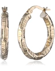 14k Italian Yellow Gold 10mm Textured Twist Hoop Earrings