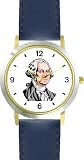 President George Washington American Theme - WATCHBUDDY��� DELUXE TWO-TONE THEME WATCH - Arabic Numbers - Blue Leather Strap-Size-Large ( Men's Size or Jumbo Women's Size )