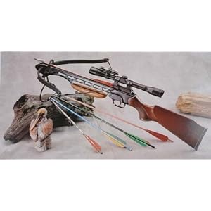 150 Lbs Wood Crossbow with Scope and Pack of Metal Arrows