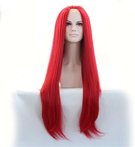 Angelbabyhair Cosplay Long Wavy Wigs Straight Hair Heat Resistant Synthetic Hair Red Wigs 26Inches