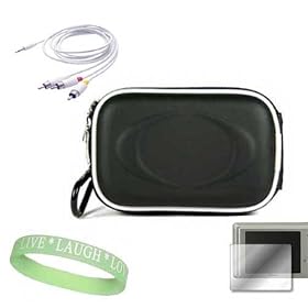 Creative Labs Vado / Vado HD Pocket Video Camcorder Accessories Kit Includes: Black Slim Carrying Camera Case + AV Cable + Screen Protector + Live*Laugh*Love Wrist Band!!!