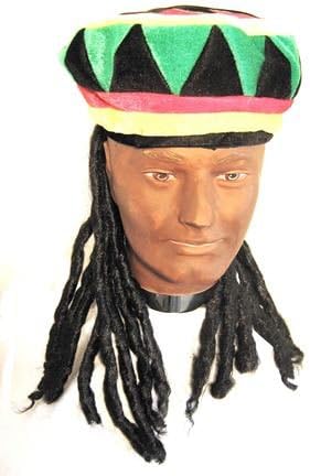 Rasta Fancy Dress Hat & Short Dreads Inc FREE Wig Cap