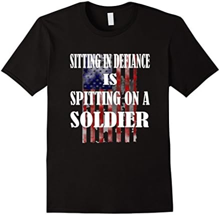Men's National Anthem American Flag T-shirt Respect a Soldier XL Black