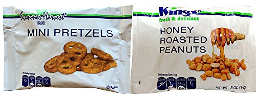 King Nut Airline Size *VARIETY PACK* Honey Roast Peanuts and Mini Pretzels (100 / .5-Ounce Airline Size Bags)