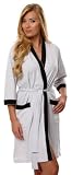 Produkt-Bild: Damen Bademantel / Morgenmantel - 100% Baumwolle (Grau/Schwarz, S)
