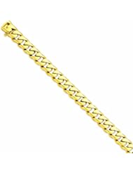 Genuine 14K Yellow Gold 11mm Hand-polished Rounded Curb Chain 8 Inches 100% Satisfaction Guaranteed.