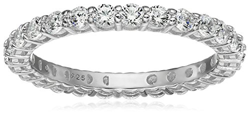 Platinum-Plated Sterling Silver Round-Cut Swarovski Zirconia All-Around Ring