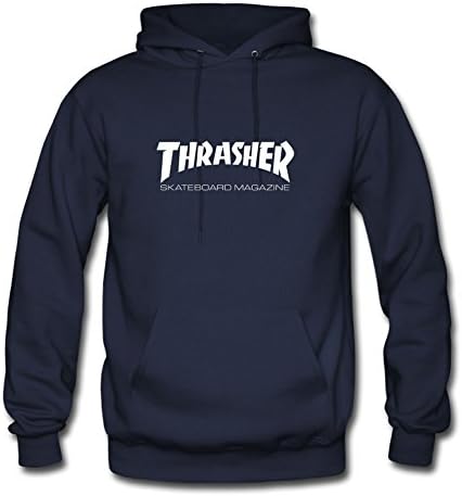 Fowe Men's Long Sleeve O Neck Thrasher Skateboard Cotton Hoodies Hoody Blue Small