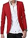 XTX Men's One-Button Solid Color Trim Fit Blazer Suits L Red