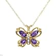 Necklace With 1.00ctw Precious Stones - Genuine Amethysts and Diamond Yellow Gold Length 18in