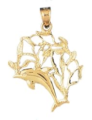 Dazzlers Solid 14 karats gold Dolphin Charm Pendant Available in three colors from jewelsberry (weights: 4.5 grams only)