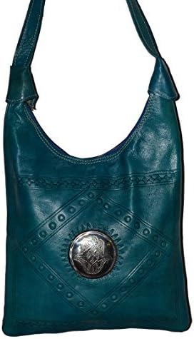 Moroccan Bags and Purses Hand Made Leather Shoulder Bag Aqua