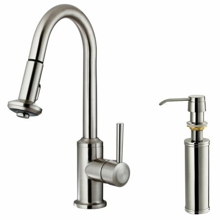 Vigo VG02012STK2 Stainless Steel Pull-Out Spray Kitchen Faucet with Soap Dispenser