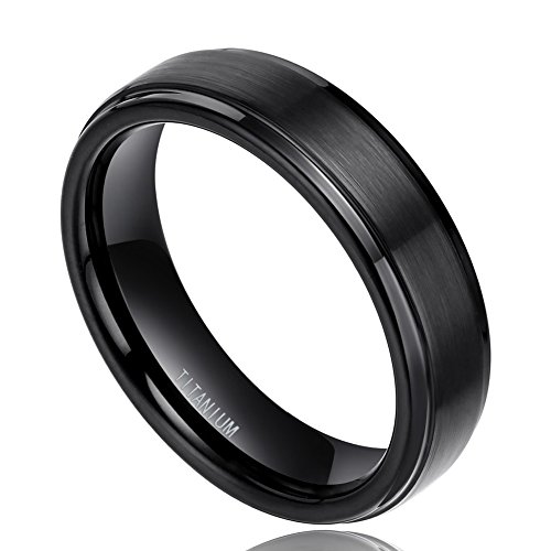 6mm Plated Black Brushed Matte Titanium Rings for Men Women