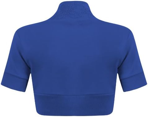 New Womens Ladies Plus Size Short Sleeve Beaded Embellished Open Bolero Cardigan Shrug Top - Royal Blue - UK20/22(XXL) - (100% Cotton)