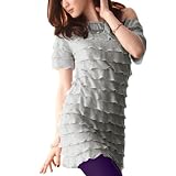 Allegra K Ladies Boat Neck Short Sleeve See Through Shirt Top Light Gray XS