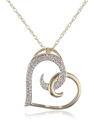 10k Yellow Gold Diamond Heart Pendant Necklace (0.05 cttw, I-J Color, I2-I3 Clarity), 18"
