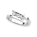 3 Cubic Zirconia Square Shaped Anniversary Ring 1/2 ct. in Sterling Silver